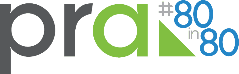 The official PRA 80 in 80 celebration logo.