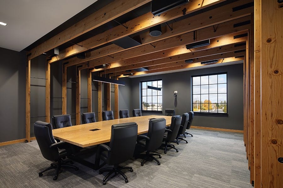 Duluth Trading Company Boardroom is encased in Douglass Fir Wood