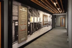 Duluth Trading Company Elevator Lobby emphasizes branding and the Duluth Story