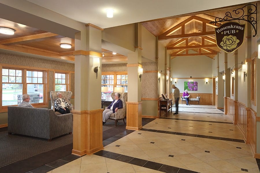 Lounge at Shorehaven in Oconomowoc a a retirement and assisted living home