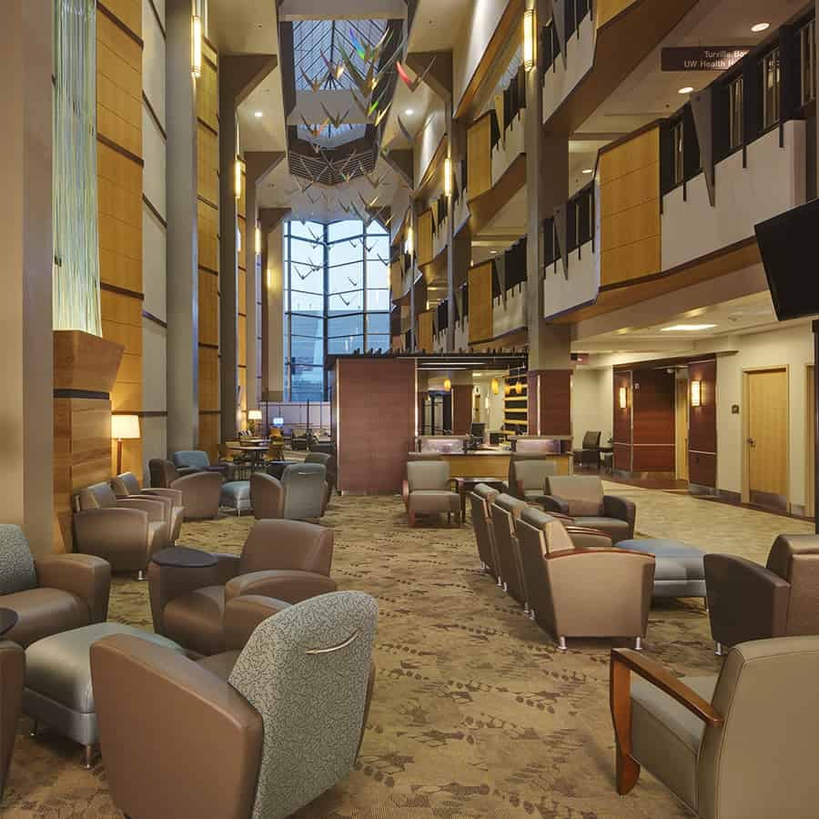 UnityPoint Meriter Surgical Wing Family Waiting Room and Atrium