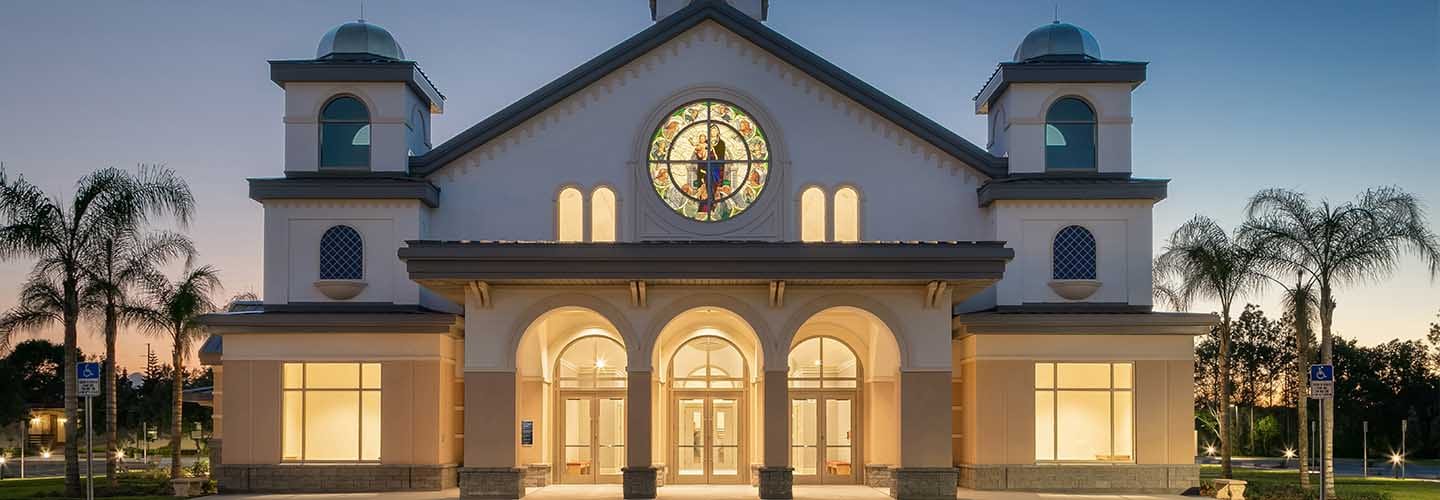 Our Holy Lady of Angels Catholic Church in Lakewood Ranch Florida, is designed to reflect local design influences and traditional church architecture, featuring stunning stained glass