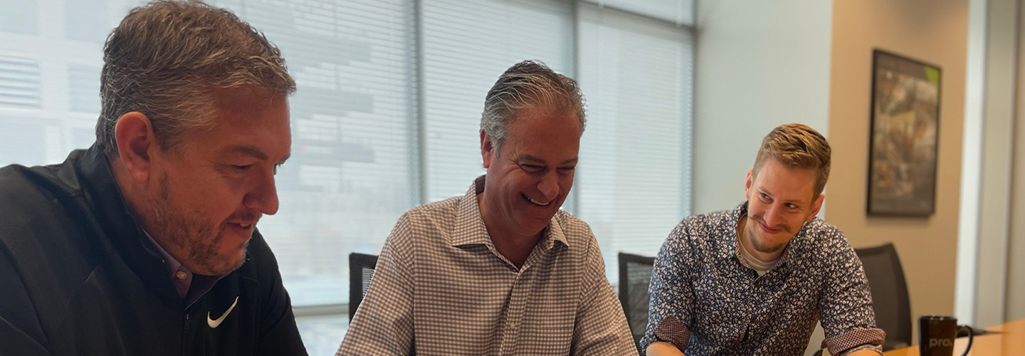 Education architect Steve Kieckhafer leads a school review in the PRA Madison Design Office, Madison, Wisconsin