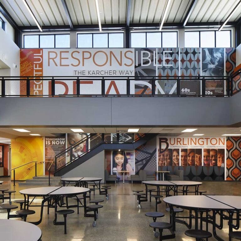 Burlington Area School District - Karcher Middle School Student Commons and Environmental Graphic