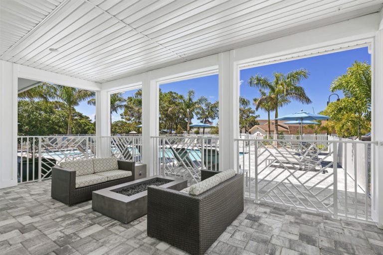 The club house is a community amenity offering a variety of comfortable seating options