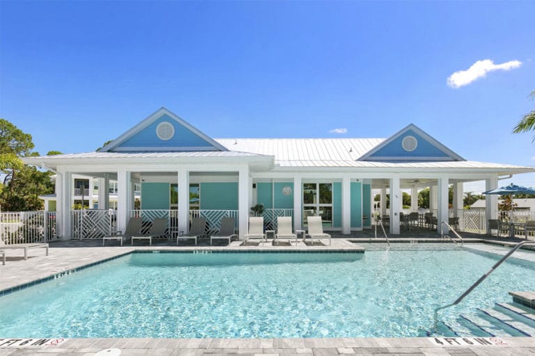 The club house is a community amenity offering a variety of comfortable seating options