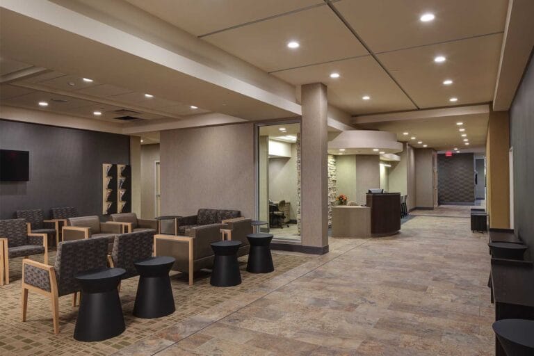 The brand of Racine Dental Group in Racine, Wisconsin carries through the waiting room with quality materials and pleasant atmosphere